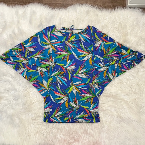 NWOT Trina Turk Multicolored Floral Print Swim Cover-Up Tunic Dress - Picture 2 of 11